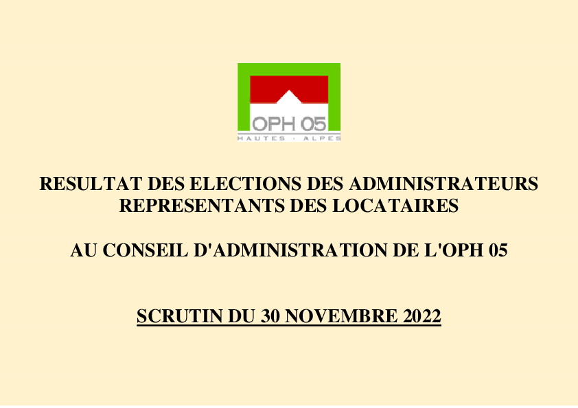 Election des Représentants des locataires Résultats OPH05
